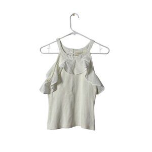 Maeve By Anthropologie White Ruffle Halter Top X-Small 97% Cotton